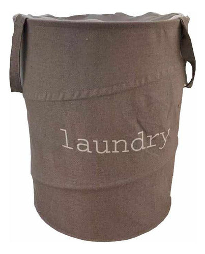 Crystal Rock Round Laundry Basket - Fabric with Handles 0