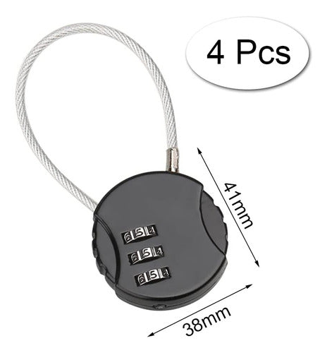 4 Candados Numéricos, Candados Combinados, Combinación 3 Con 1