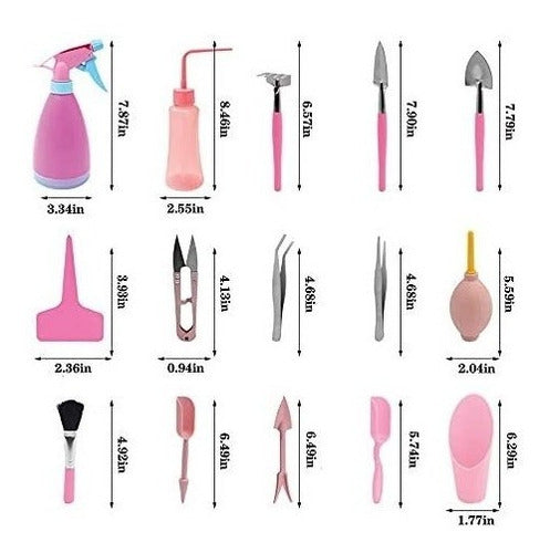 Herramientas De Mano P/plantas Suculentas-21 Piezas- Rosa 1