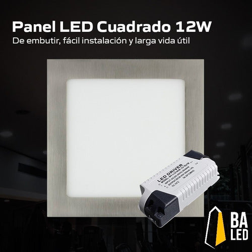 Square 12W LED Recessed Spot Panel with White Frame 5