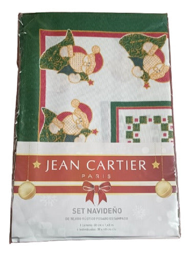 Jean Cartier Set of 5 Pieces: 4 Individual Placemats + Christmas Runner 0