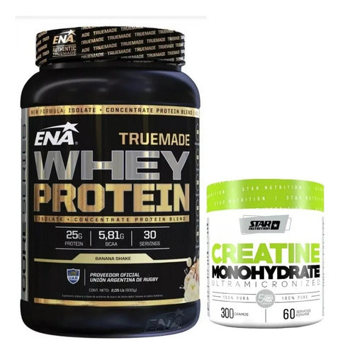 ENA Sport Combo Crecimiento Muscular Proteina True Made + Creatina 300gs 4