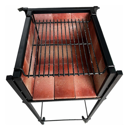 Large Charcoal Grill with Refractory Bricks and Hanging Firewood Rack 1