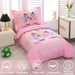 Juego De Ropa De Cama Para Niñas 4 Piezas Rosa Unicornio Flo 1