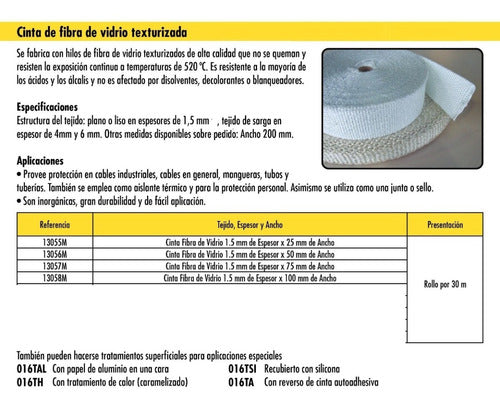 Fiberglass Insulating Tape 1.5mmx75mmx10mts - Asbestos-Free 1