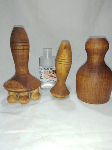 Maderoterapia Complete Kit: Roller + Large Swedish Cup + Body Mushroom + Knuckle Mushroom + Lavender Massage Oil 1