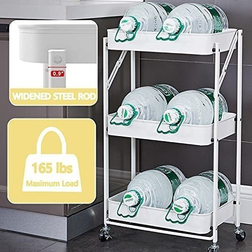 Viowil Carrito De Organizacion Plegable 3 Niveles Con Ruedas Blanco 2