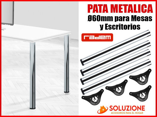 Set of 4 Radem Steel Legs 900mm for Desk or Table Chrome Finish Bases 1