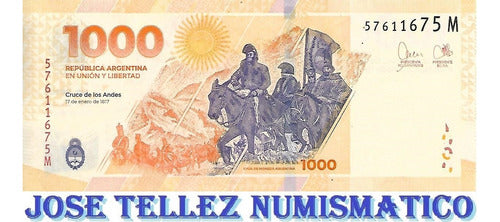 Billete Capicua 1000 Pesos San Martin  Mb+ Palermo 0