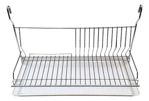 Espaciohome Dish Drying Rack with Cutlery Holder Cleaning Set and 90 cm Hanging Bar 1