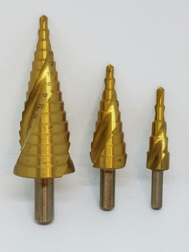 Titanium Coated Step Drill Bit Set for Metals - Diagonal Cutting Edge 3