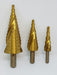 Titanium Coated Step Drill Bit Set for Metals - Diagonal Cutting Edge 3