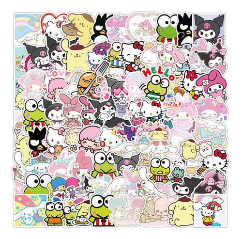 100 Calcomanas De My Melody And Kuromi, Calcomanas De Hello 3