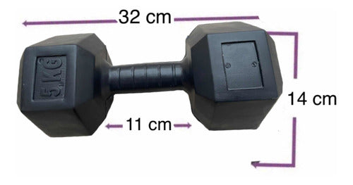 Neimai Sports Hexagonal PVC Dumbbell Set 5 Kg Each 2