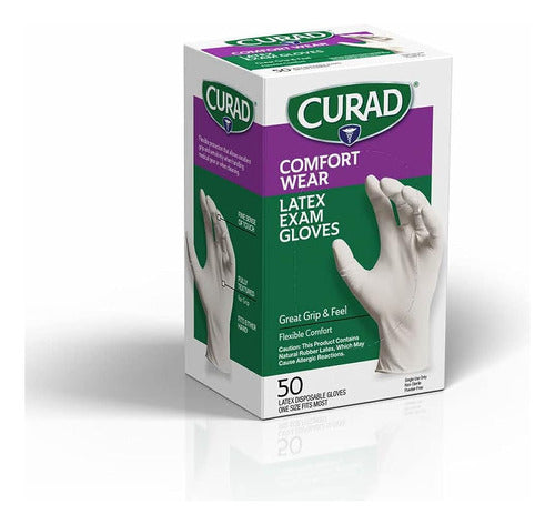 Curad Guantes De Examen De Látex Comfort Wear, Sin Polvo, Talla Única 1