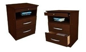 Set of 2 Bedside Tables with Breakfast Tray 2 Drawers 18