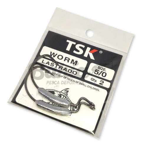 Tsurikobo Offset Worm Weighted Hooks 5/0 - Pack of 2 0