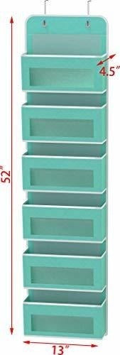 Simple Houseware Over Door/Wall Mount 6 Clear Window Pocket Organizer, Turquoise 1