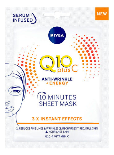 Nivea Anti-Aging Q10 Plus C Paper Mask - Máscara De Papel Q10 Plusc Anti-Wrinkle 1Un