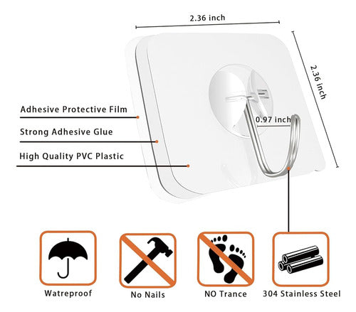 Ganchos De Pared Adhesivos De Alta Resistencia Latoxcaa: Fue 2