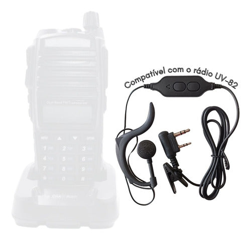 Kit 2 Fone Microfone Ptt Dulpo Para Walkie Talkie Uv-82 Ht 2