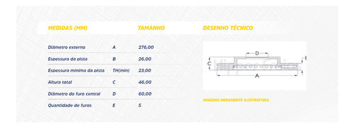 Disco De Freio Dianteiro 276mm Gm Tracker 1.2 1