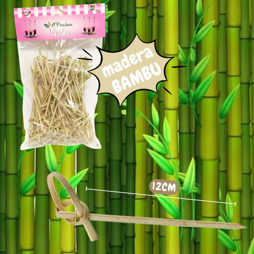 100 Bamboo Knot Skewers Finger Food Catering 4