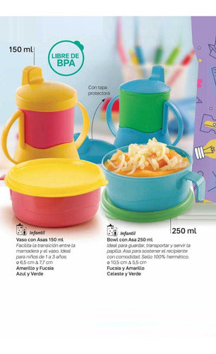 Tupperware® 0% BPA 150ml Cup with Handles + 250ml Tupperkids Bowl Set 6