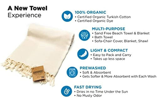 DEMMEX Certified 100% Organic Cotton & Organic Dyed XL Diamond Weave Turkish Towel 4