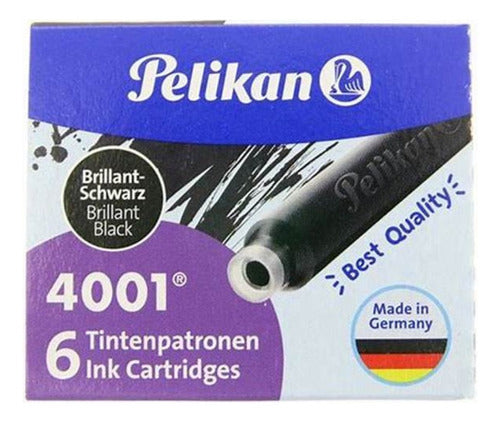 Pelikan 4001 Black Ink Cartridges for Fountain Pens - Pack of 6 0