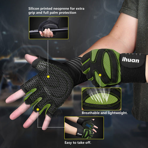 Ihuan Ventilated Weightlifting Gloves with Wrist Support 1