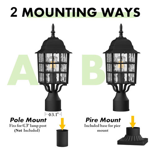 Paquete De 2 Postes De Luz Para Exteriores Aoceley, Lámpara 3