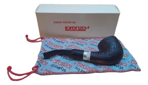 By Lorenzo Ricam Sandblasted Curved Briar Wood Pipe from Italy 0