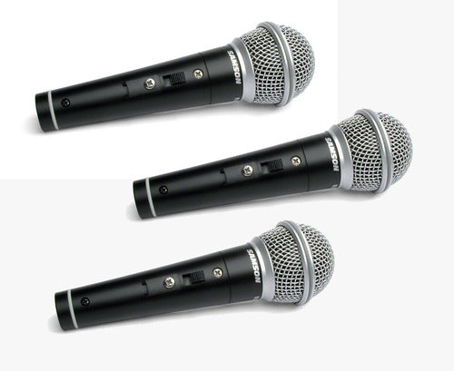 Set of 3 Samson R-21S Microphones with XLR Cables and Stands 1