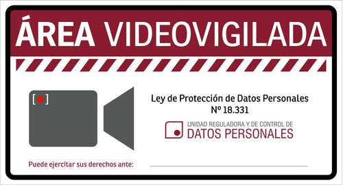 CMYK Gigantografias Cartel Área Vigilada Ley 18331 | PVC 15x8.1 Cm / 5 Unidades 0