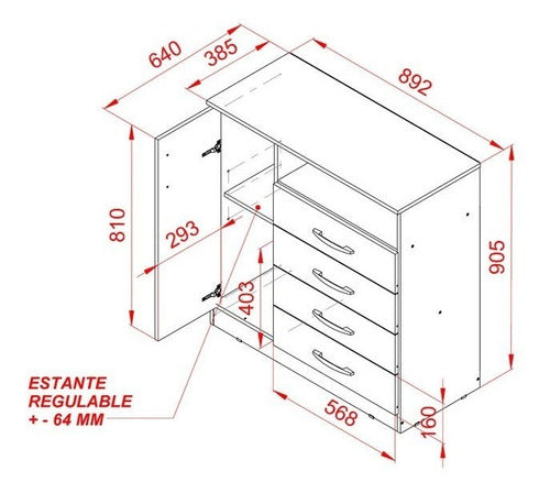 Mosconi Super Express Dresser + 1 Door - Various Colors 6