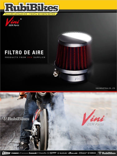 Vini Filtro De Aire Esponja 38mm 0º Rojo 1