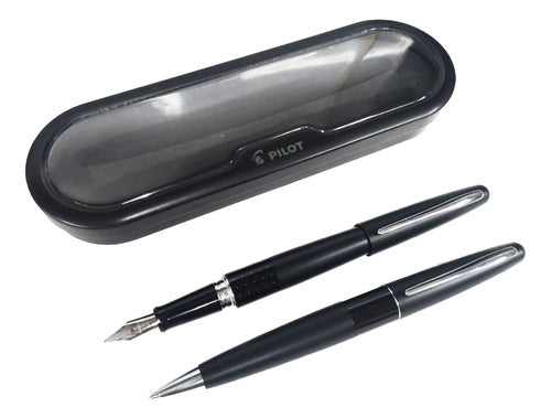 Pilot Mr Metropolitan Black Fountain Pen and Ballpoint Set from Japan 0