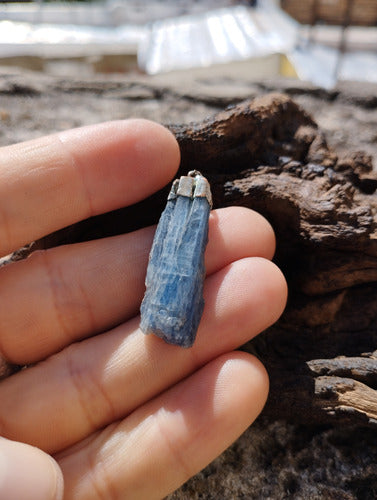 Blue Kyanite Pendant Silver Plated Setting Gemos Minerals 6
