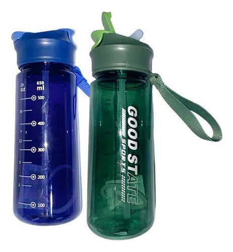 REfILL Double Tapa Sport Water Bottle 650ml BPA Free Aqua Caramañola 1