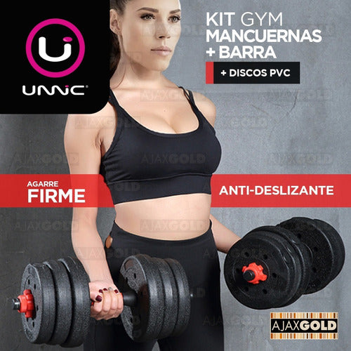 Unnic Dumbbell Set with Bar and Threaded Collars + 15 Kg Discs 5