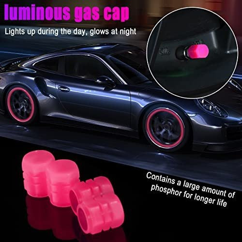 Tapones Para Valvula De Neumatico Auto Bici Iluminadas  Rosa 3