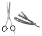 Professional 6.5'' Hair Thinning Scissor and Stainless Steel Razor Set 0