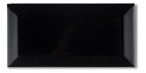 Matte Black Beveled Subway Ceramic Tile 10x20 1