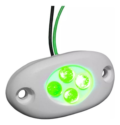 Luz Cortesia Capa Oval Branca 4 Leds 12v Luz Verde Barco 0