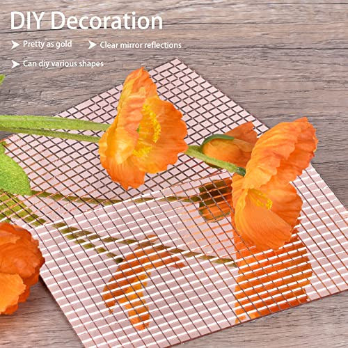 Biutityer 3600 Pieces Self-Adhesive Mirrors Mosaic Tiles Rose Gold + Cut 1