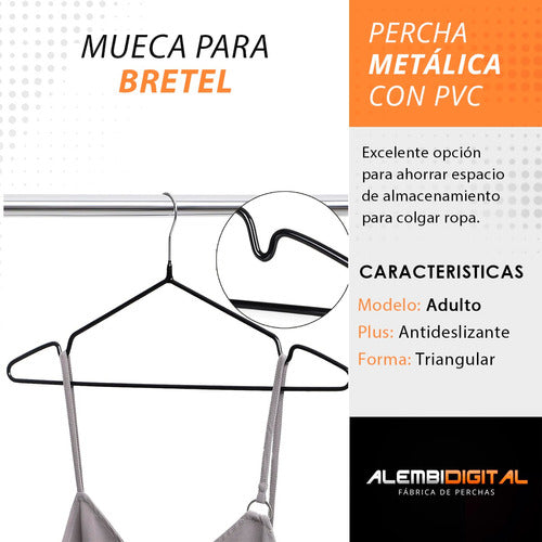 Pack X 10 Perchas Metal Slim Engomadas Antideslizante 3