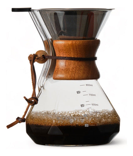 Casa Práctica Cafetera Pour Over Borosilicato C/filtro Ac Inox 600 Ml 0