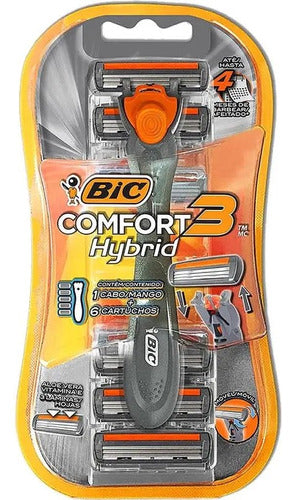 Maquina De Afeitar Bic Comfort 3 Hybrid Recarg + 6 Repuestos 0