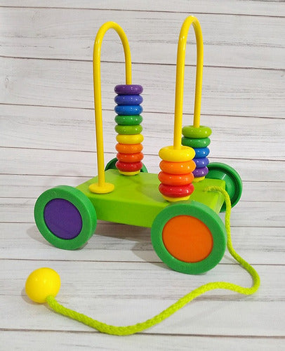 Colorful Bead Maze with Pull Along Cart and 2 Arches on Wheels 3